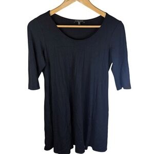 Eileen Fisher Womens 3/4 Sleeve Black Mini Dress Size Small Petite Formal Office